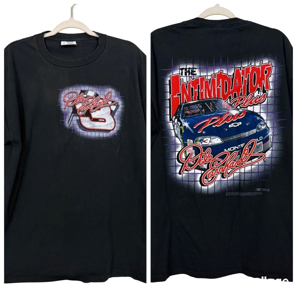 VINTAGE 90s Y2K Competitors View Dale Earnhardt T-shirt Sz XL Black NASCAR Shirt